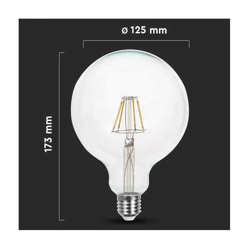 LED glödlampa FILAMENT G125 E27/10W/230V 3000K