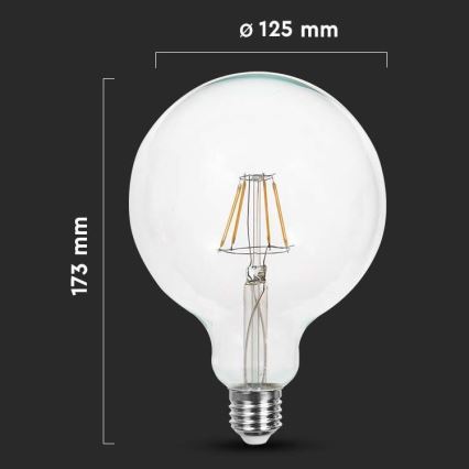 LED glödlampa FILAMENT G125 E27/10W/230V 4000K