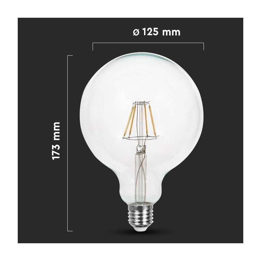 LED glödlampa FILAMENT G125 E27/10W/230V 4000K