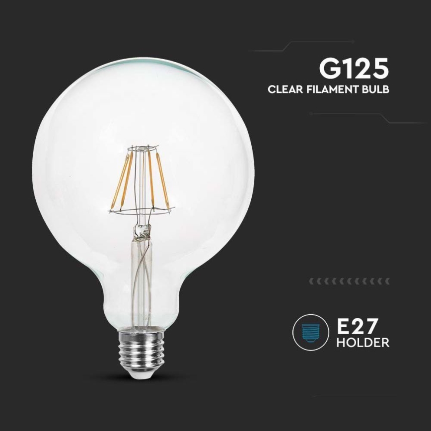 LED glödlampa FILAMENT G125 E27/10W/230V 6400K