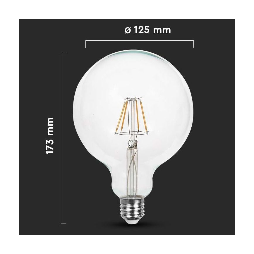 LED glödlampa FILAMENT G125 E27/10W/230V 6400K