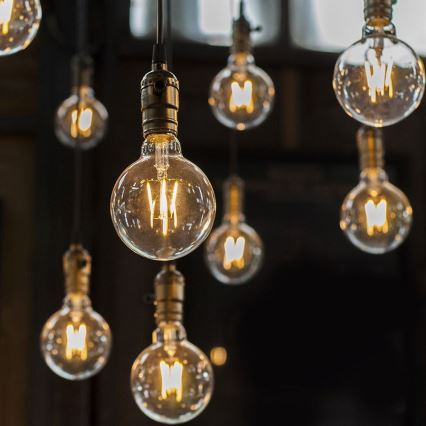 LED glödlampa FILAMENT G125 E27/12W/230V 2200K