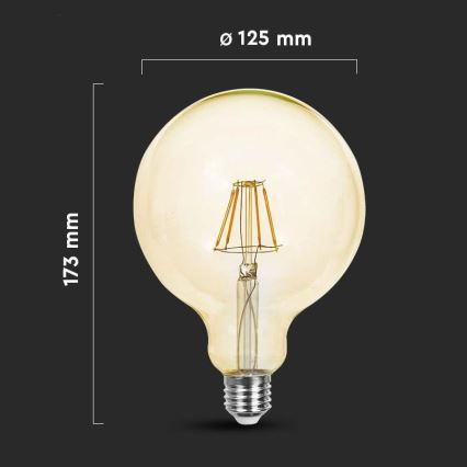 LED glödlampa FILAMENT G125 E27/12W/230V 2200K