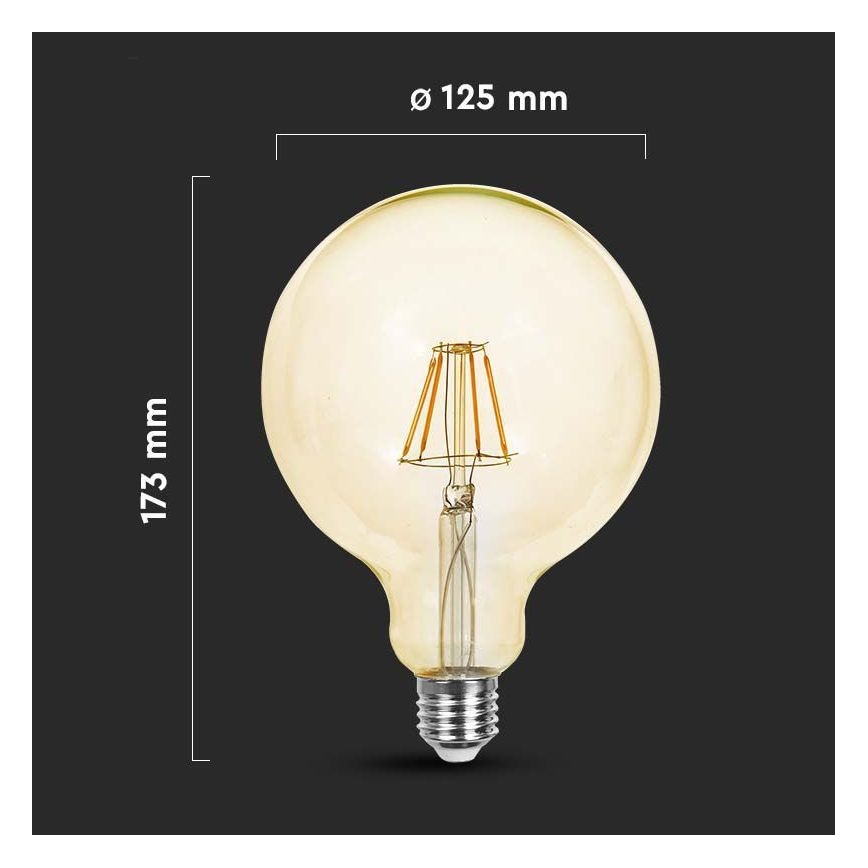 LED glödlampa FILAMENT G125 E27/12W/230V 2200K