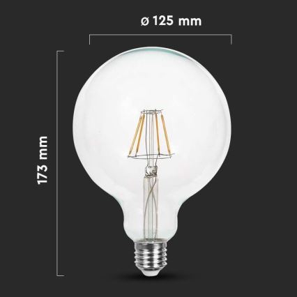 LED glödlampa FILAMENT G125 E27/12W/230V 3000K