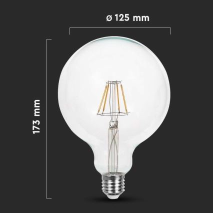 LED glödlampa FILAMENT G125 E27/12W/230V 6500K
