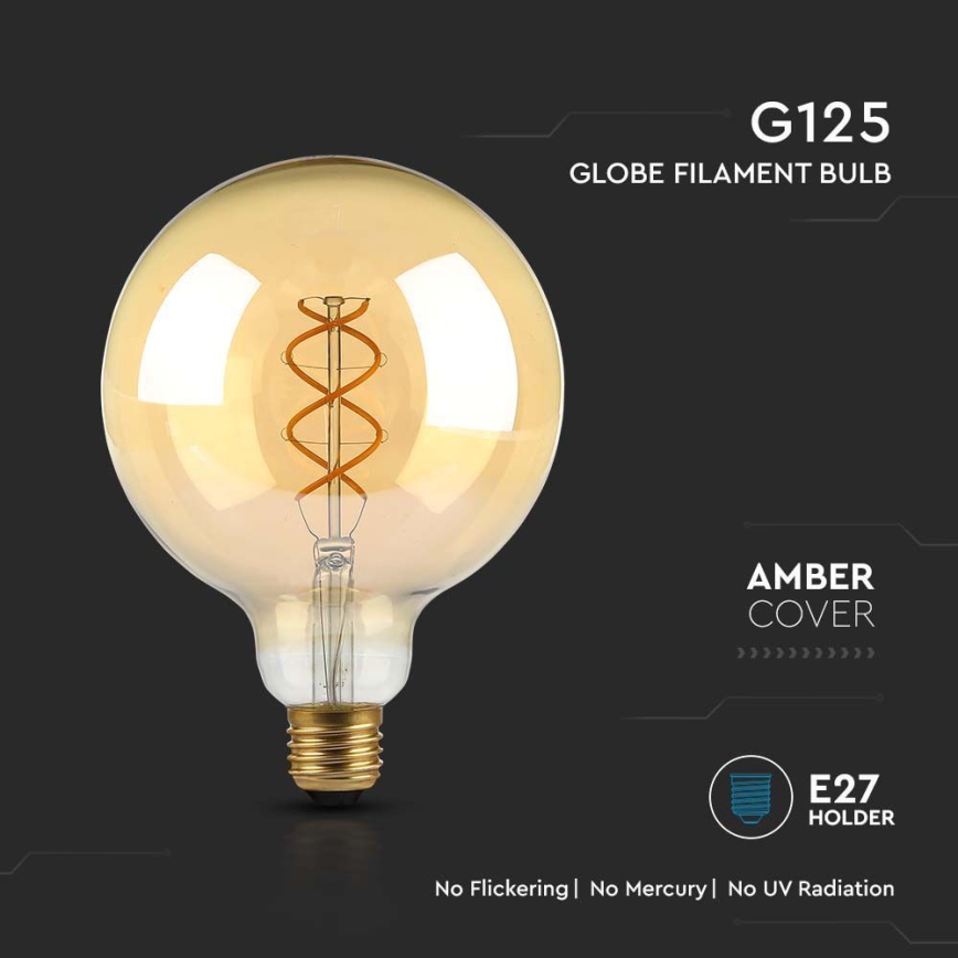 LED glödlampa FILAMENT G125 E27/5W/230V 1800K