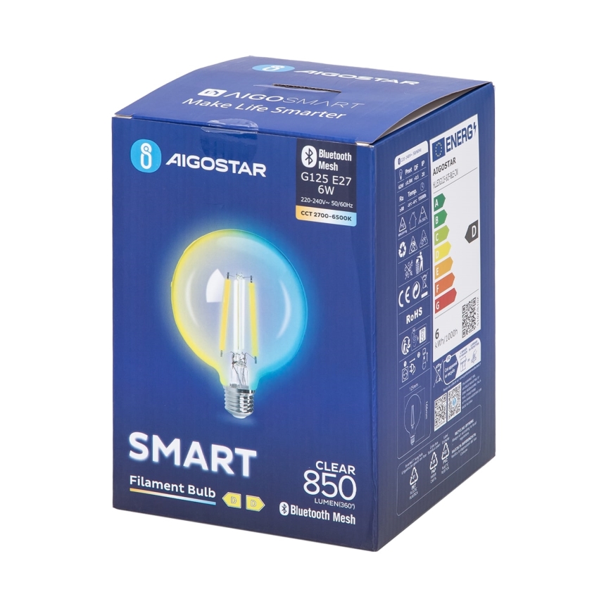 LED Ljusreglerad glödlampa FILAMENT MESH Smart G125 E27/6W/230V 2700-6500K - Aigostar