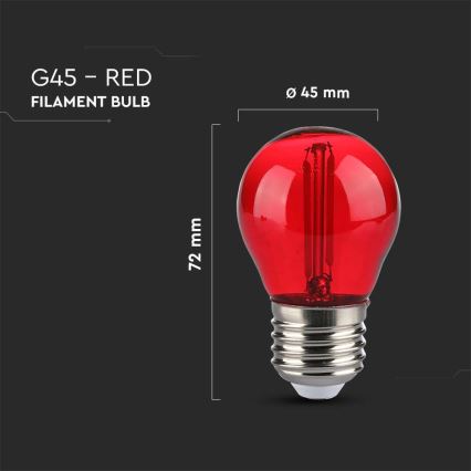 LED glödlampa FILAMENT G45 E27/2W/230V röd