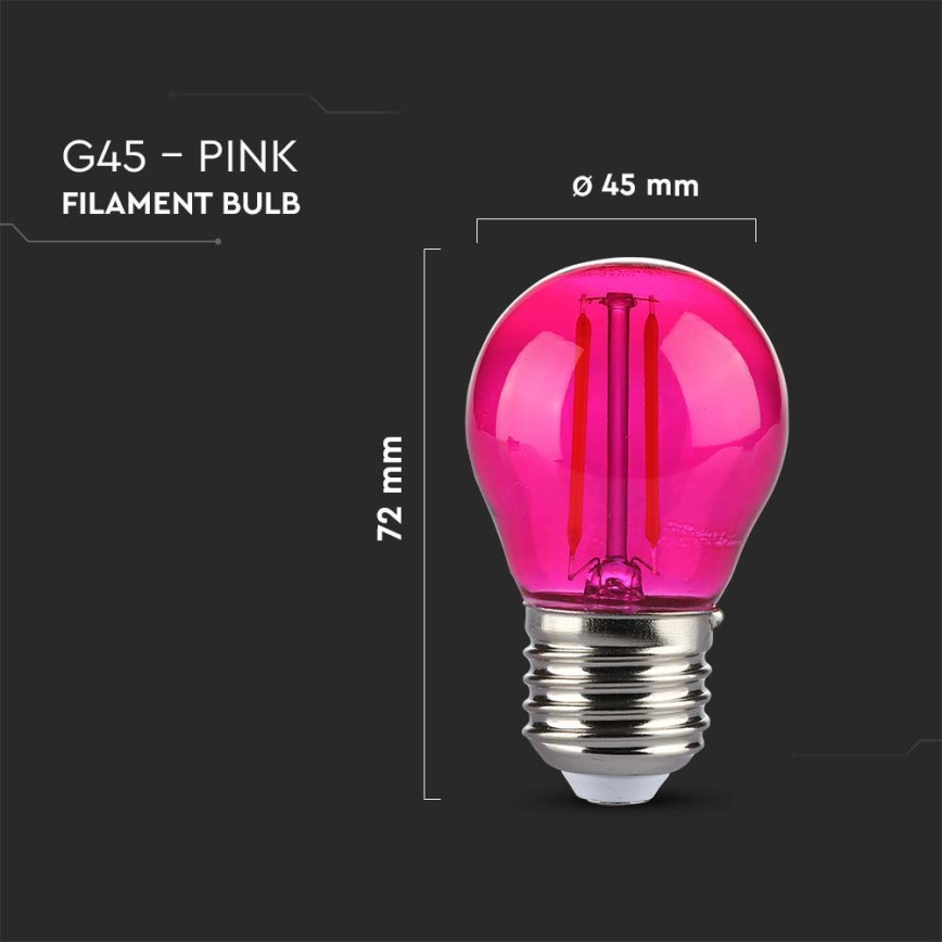 LED glödlampa FILAMENT G45 E27/2W/230V rosa