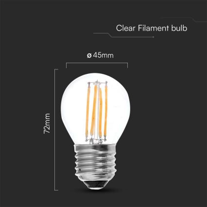LED glödlampa FILAMENT G45 E27/6W/230V 4000K