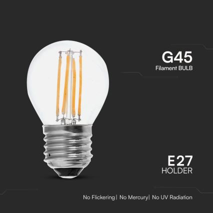 LED glödlampa FILAMENT G45 E27/6W/230V 6500K