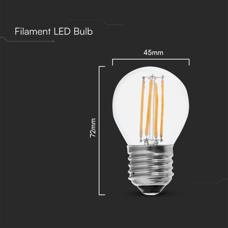 LED glödlampa FILAMENT G45 E27/6W/230V 6500K