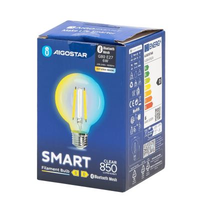 LED Ljusreglerad glödlampa FILAMENT MESH Smart G80 E27/6W/230V 2700-6500K - Aigostar