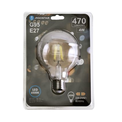 LED glödlampa FILAMENT G95 E27/4W/230V 6500K - Aigostar