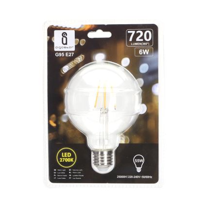 LED glödlampa FILAMENT G95 E27/6W/230V 2700K - Aigostar