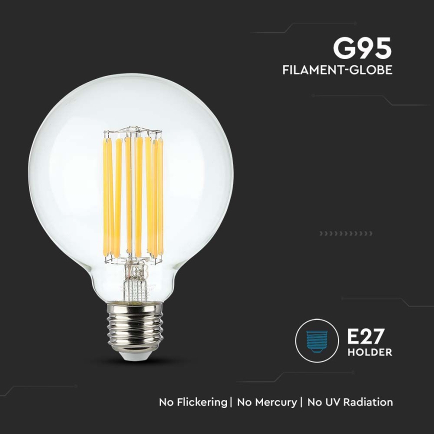 LED glödlampa FILAMENT G95 E27/6W/230V 3000K