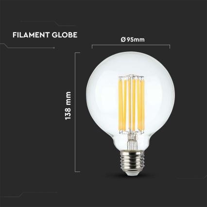 LED glödlampa FILAMENT G95 E27/6W/230V 3000K