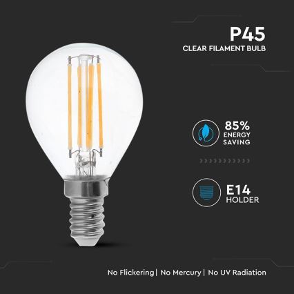 LED glödlampa FILAMENT P45 E14/6W/230V 2700K