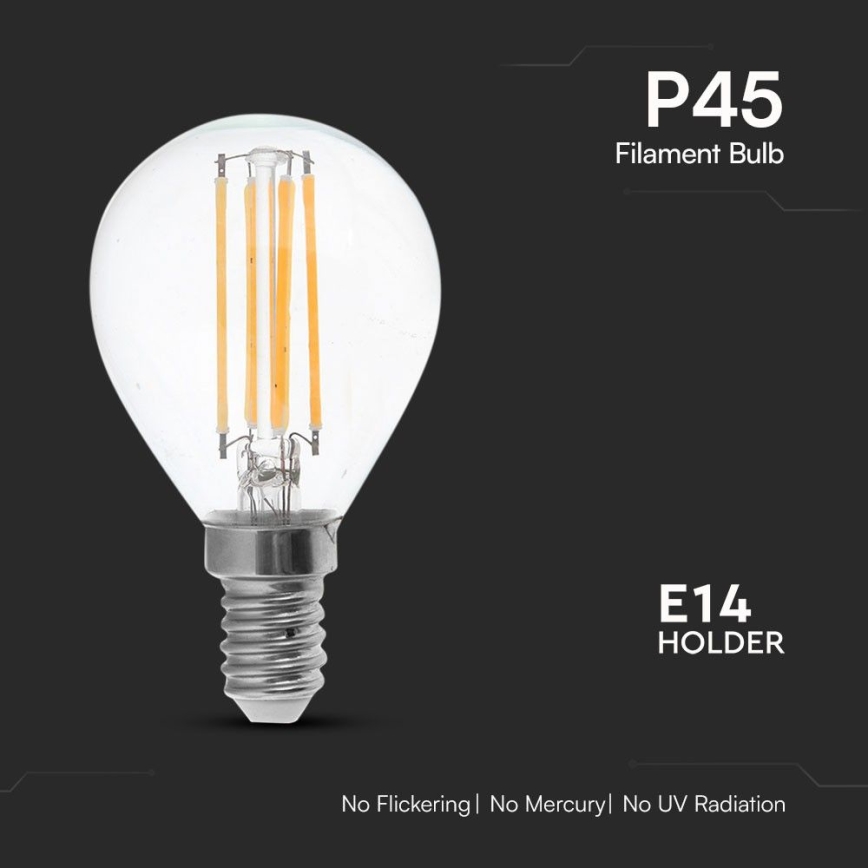 LED glödlampa FILAMENT P45 E14/6W/230V 4000K