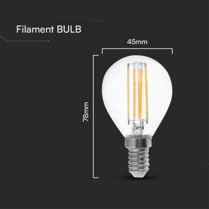 LED glödlampa FILAMENT P45 E14/6W/230V 4000K