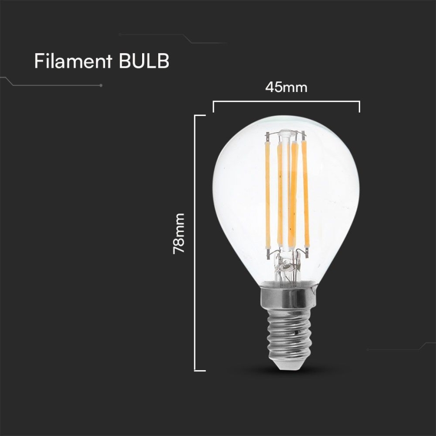 LED glödlampa FILAMENT P45 E14/6W/230V 4000K