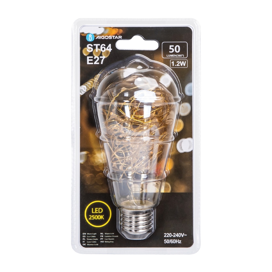 LED glödlampa FILAMENT ST64 E27/1,2W/230V 2500K - Aigostar