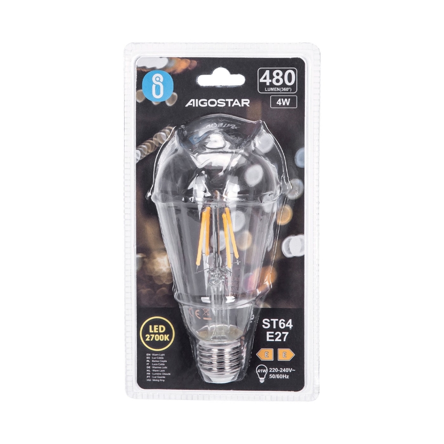 LED glödlampa FILAMENT ST64 E27/4W/230V 2700K - Aigostar