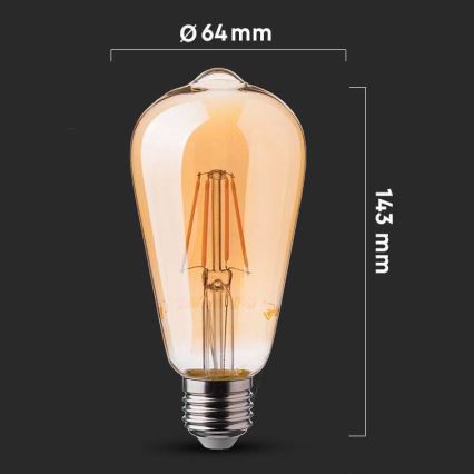 LED glödlampa FILAMENT ST64 E27/6W/230V 2200K