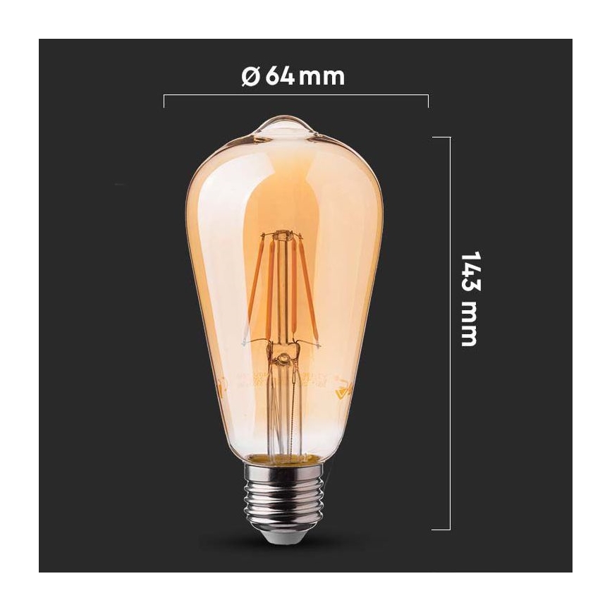 LED glödlampa FILAMENT ST64 E27/6W/230V 2200K