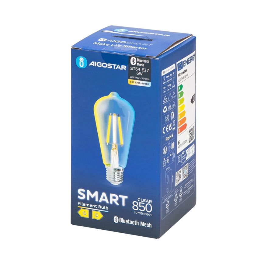 LED Ljusreglerad glödlampa FILAMENT MESH Smart ST64 E27/6W/230V 2700-6500K - Aigostar