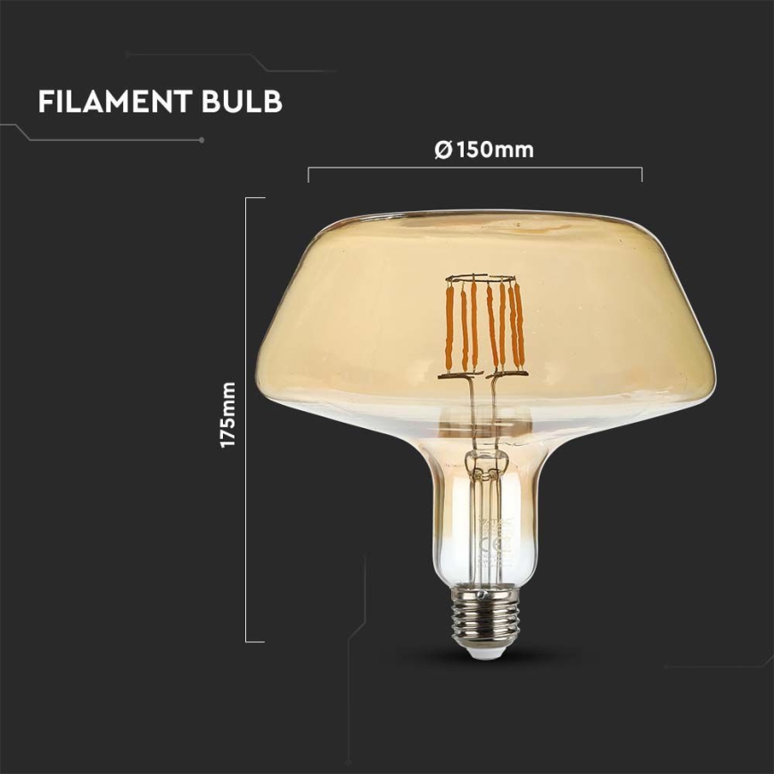 LED glödlampa FILAMENT T180 E27/8W/230V 1800K