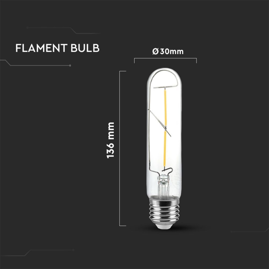 LED glödlampa FILAMENT T30 E27/2W/230V 3000K