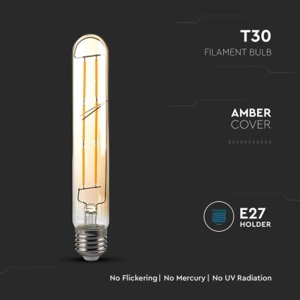 LED glödlampa FILAMENT T30 E27/6W/230V 2200K