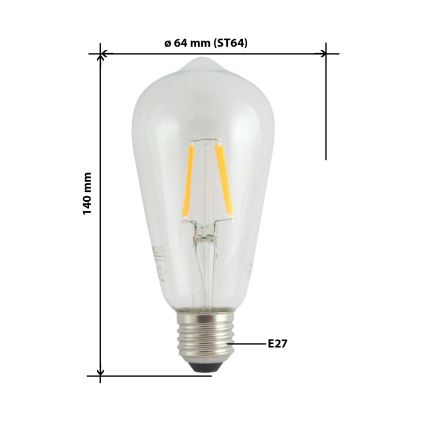 LED glödlampa FILAMENT VINTAGE ST64 E27/4W/230V 2700K