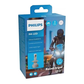 LED Glödlampa för motorcykel Philips ULTION 11342 U6000 X1 H4 P43t-38/18W/12V 5800K