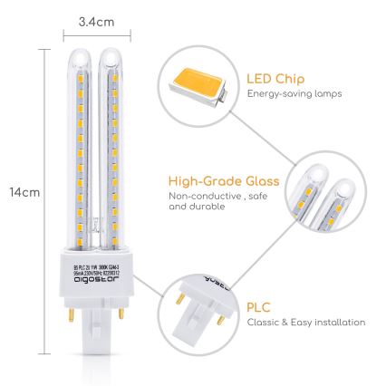 LED glödlampa G24D-3/11W/230V 3000K - Aigostar