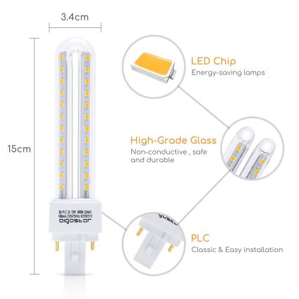 LED glödlampa G24D-3/12W/230V 3000K - Aigostar