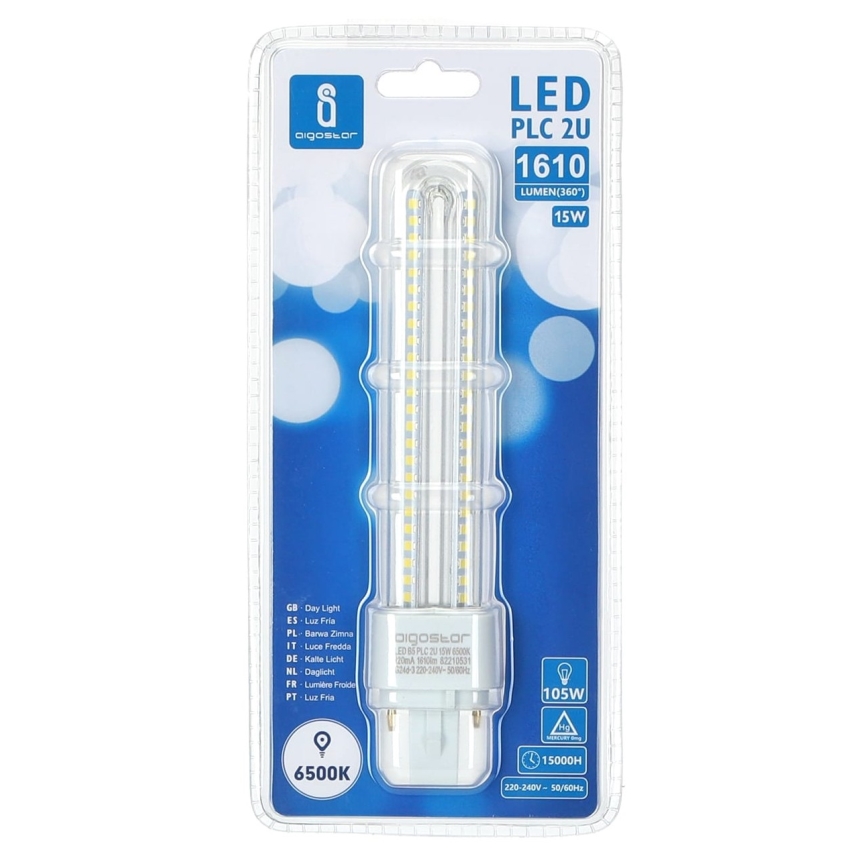 LED glödlampa G24D-3/15W/230V 6500K - Aigostar