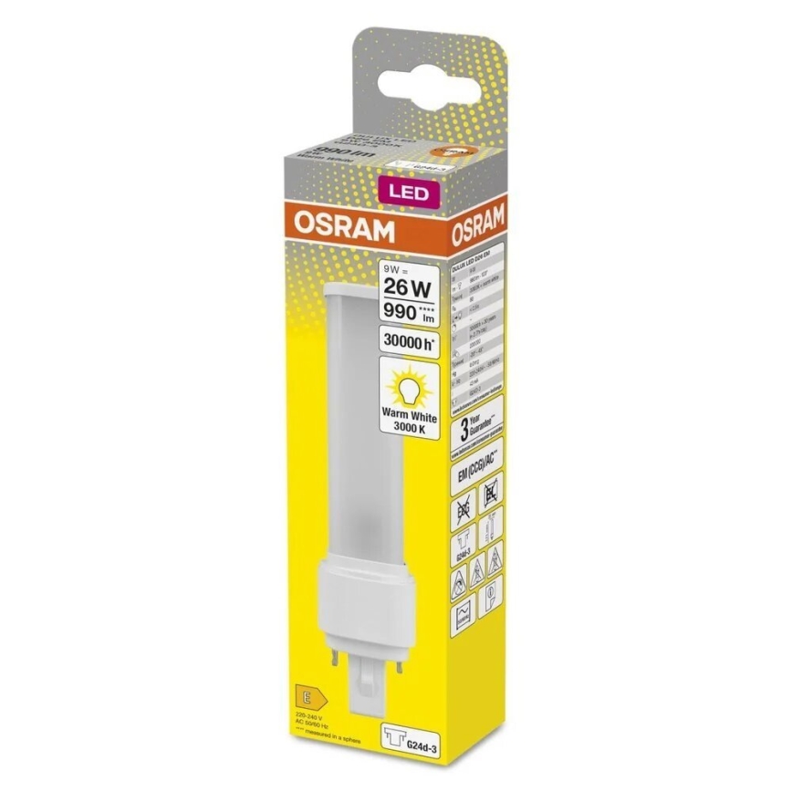 LED glödlampa G24d-3/9W/230V 3000K - Osram