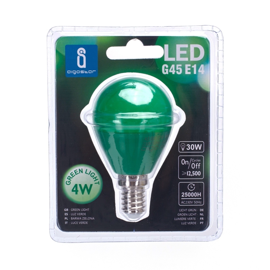 LED Glödlampa G45 E14/4W/230V grön- Aigostar