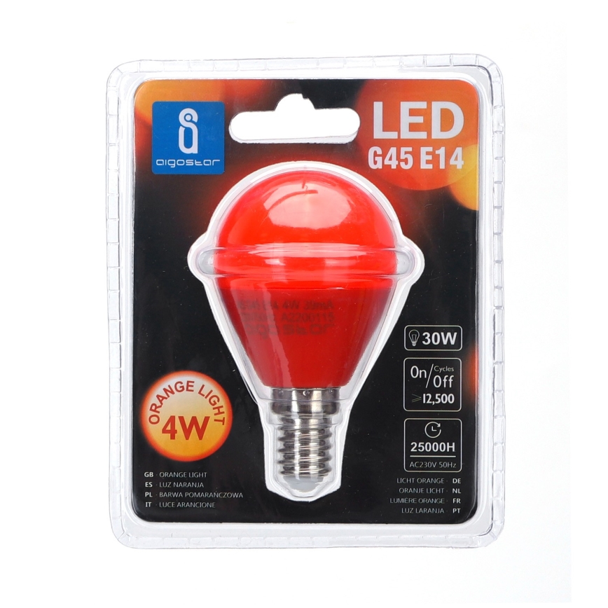 LED Glödlampa G45 E14/4W/230V orange - Aigostar