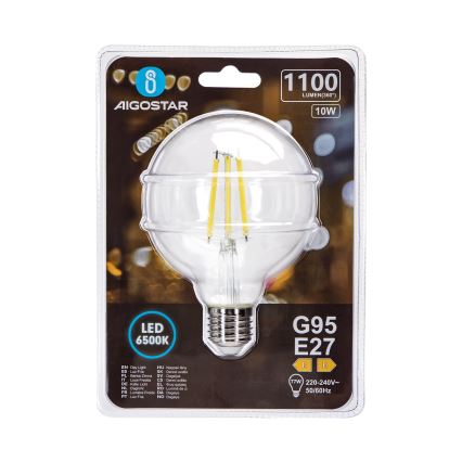 LED glödlampa G95 E27/10W/230V 6500K - Aigostar