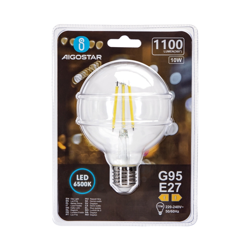 LED glödlampa G95 E27/10W/230V 6500K - Aigostar