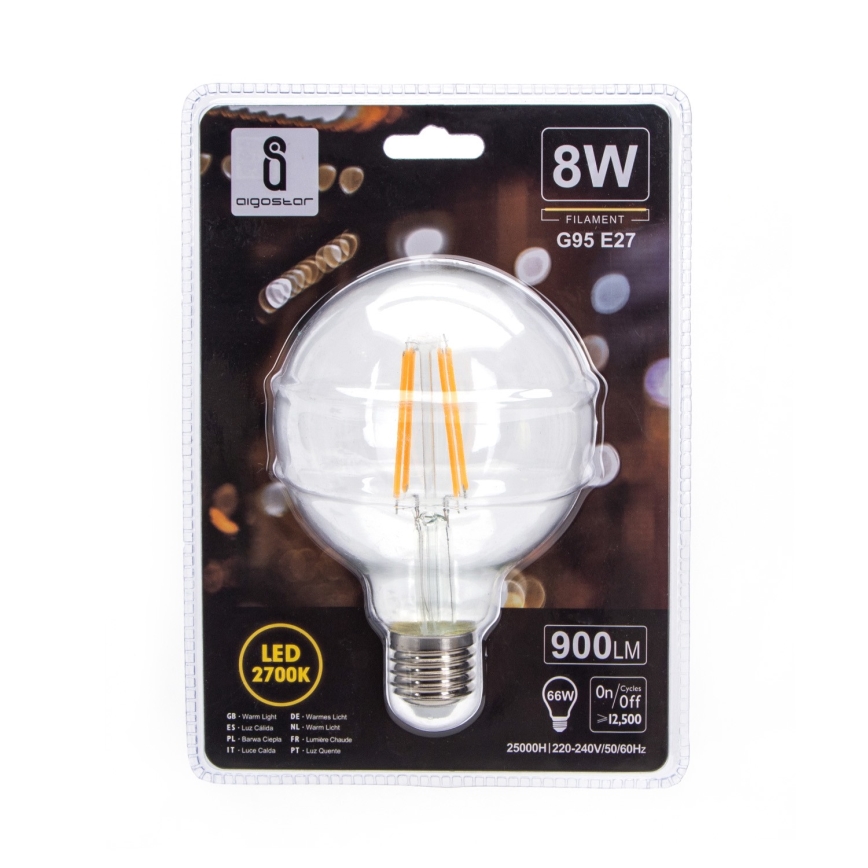 LED glödlampa G95 E27/8W/230V 2700K - Aigostar
