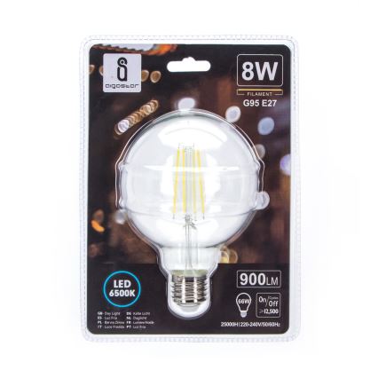 LED glödlampa G95 E27/8W/230V 6500K - Aigostar