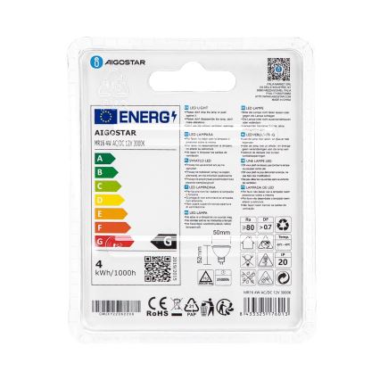 LED glödlampa MR16 GU5,3/4W/12V 3000K - Aigostar