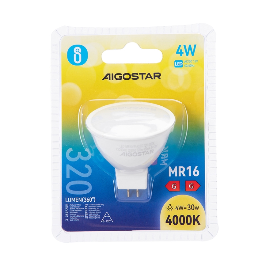 LED glödlampa MR16 GU5,3/4W/12V 4000K - Aigostar