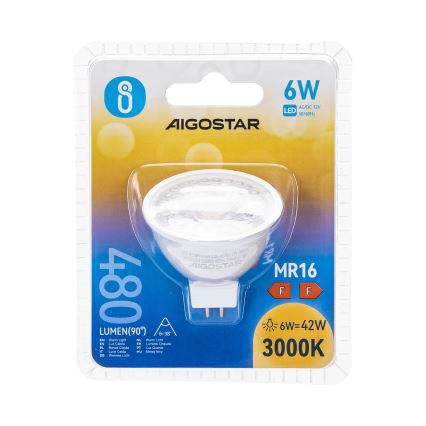 LED glödlampa MR16 GU5,3/6W/12V 3000K - Aigostar