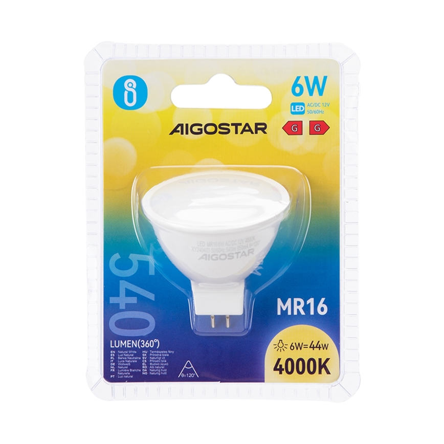 LED glödlampa MR16 GU5,3/6W/12V 4000K - Aigostar